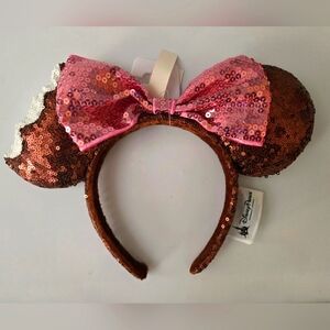 Disney Parks Sequin Minnie Ice Cream Ears with Pink Bow